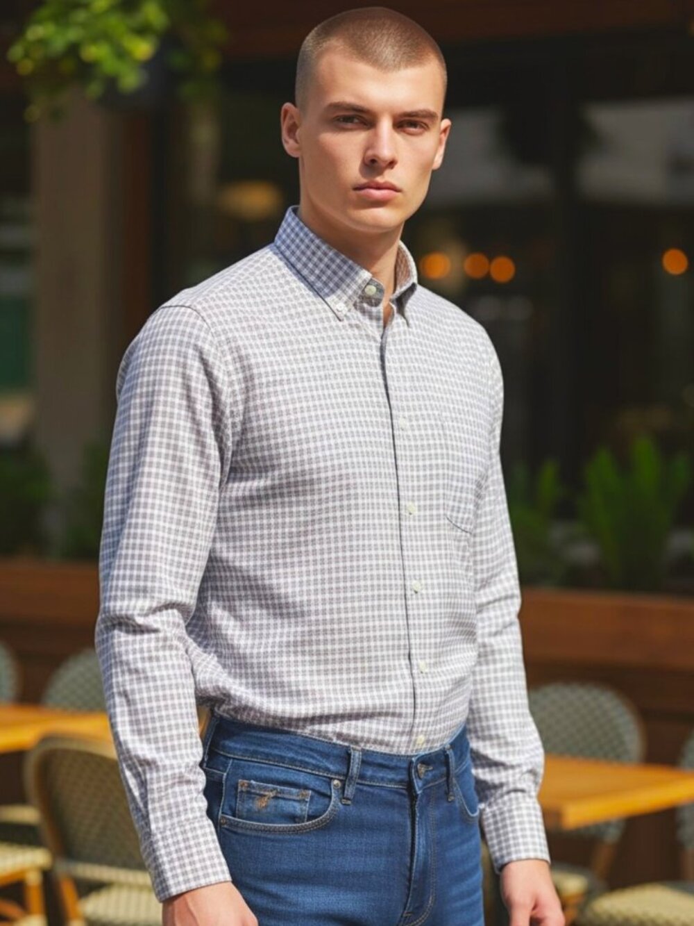 Dockers Brown Plaid Classic Fit Long Sleeve Button-Down Casual Shirt Size M GUC
